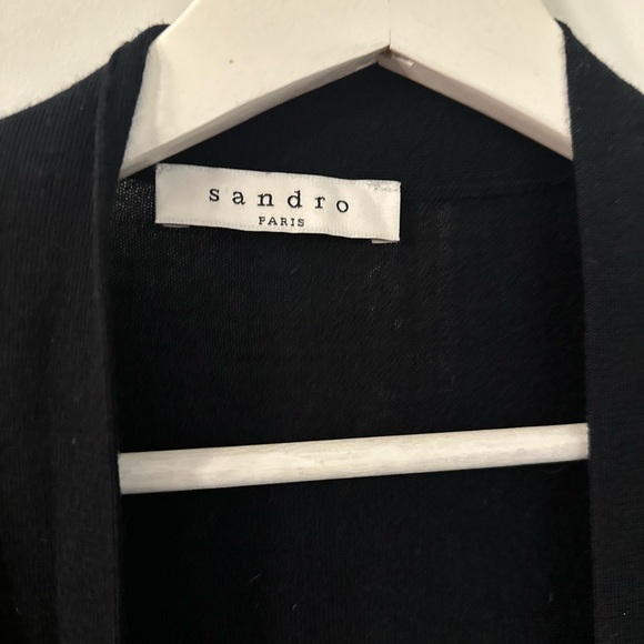 Sandro Paris Black Cardigan 100% Merino Wool Size 1 - Picture 5 of 13